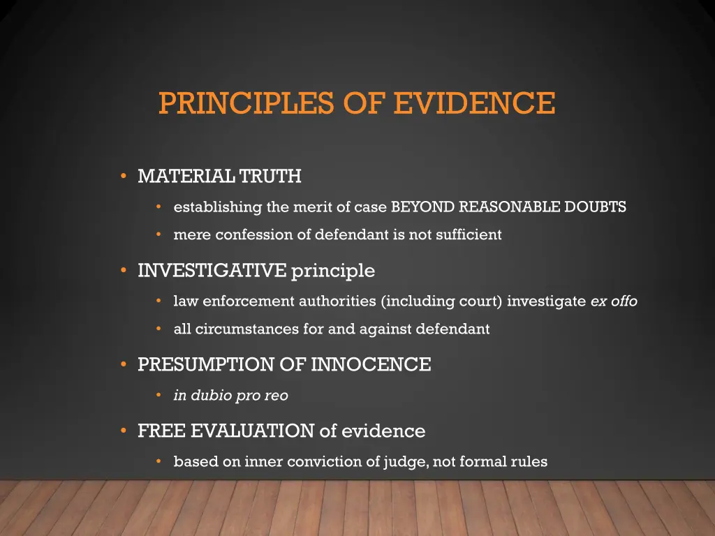 principles of evidence