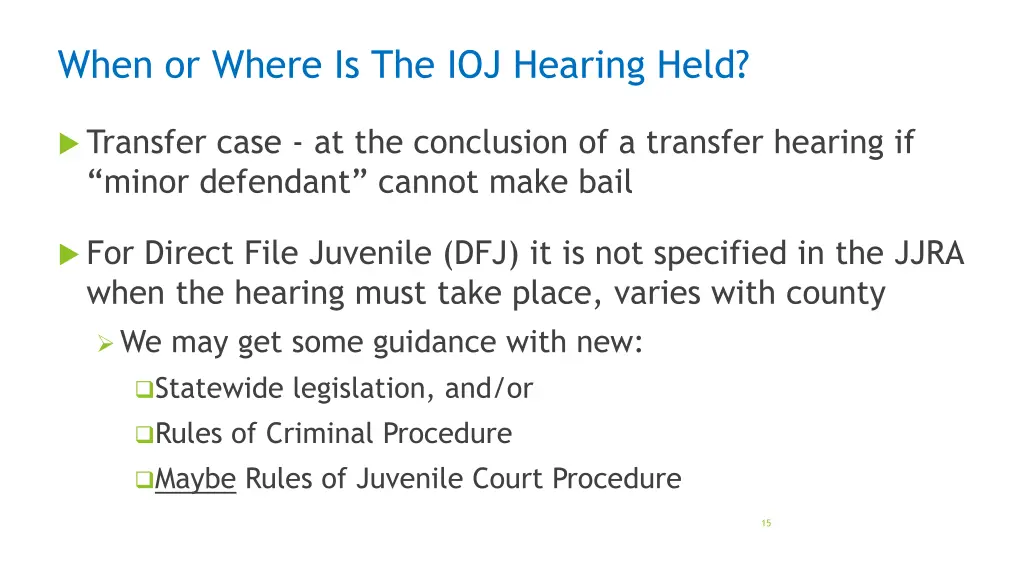 when or where is the ioj hearing held