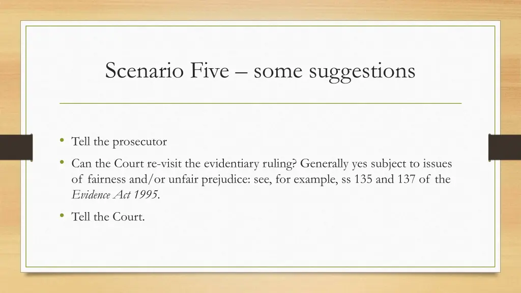 scenario five some suggestions