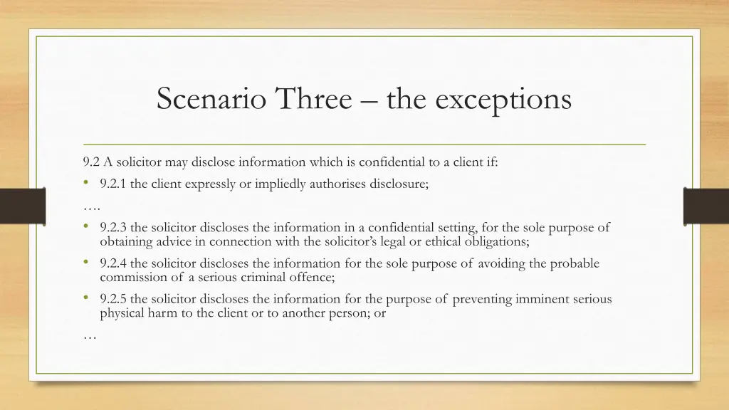 scenario three the exceptions