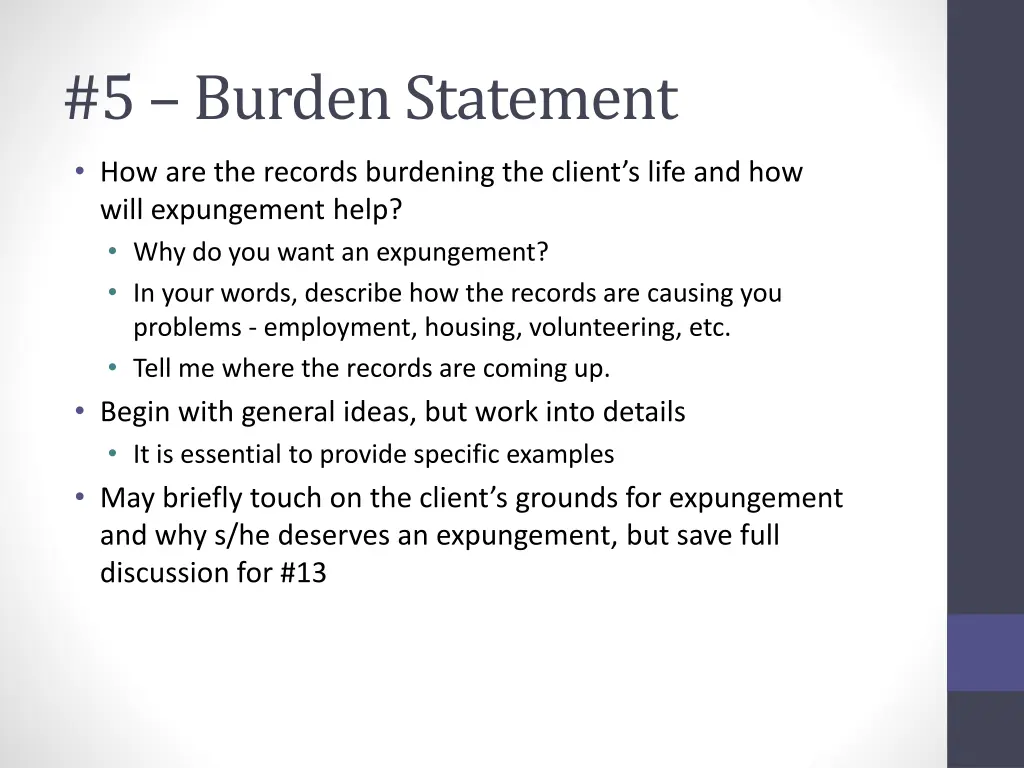 5 burden statement