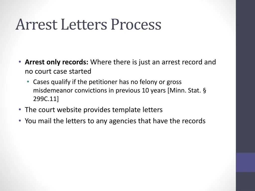 arrest letters process