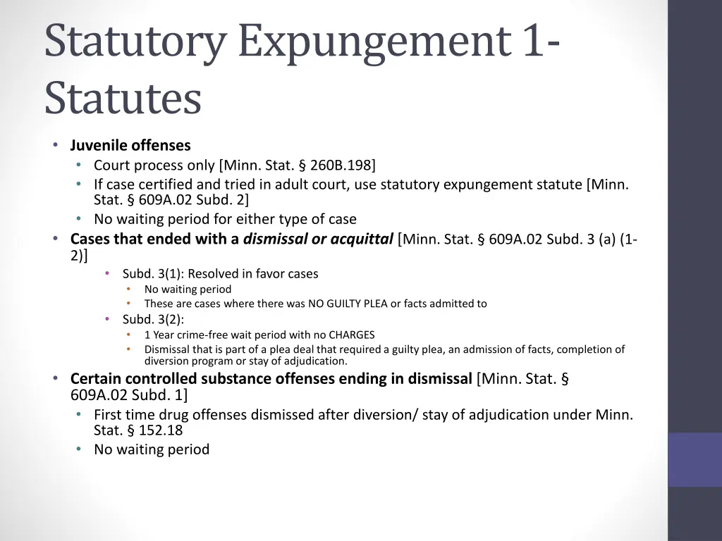 statutory expungement 1 statutes