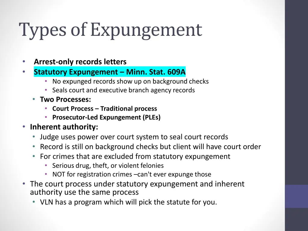 types of expungement