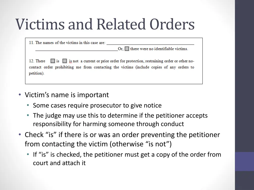 victims and related orders