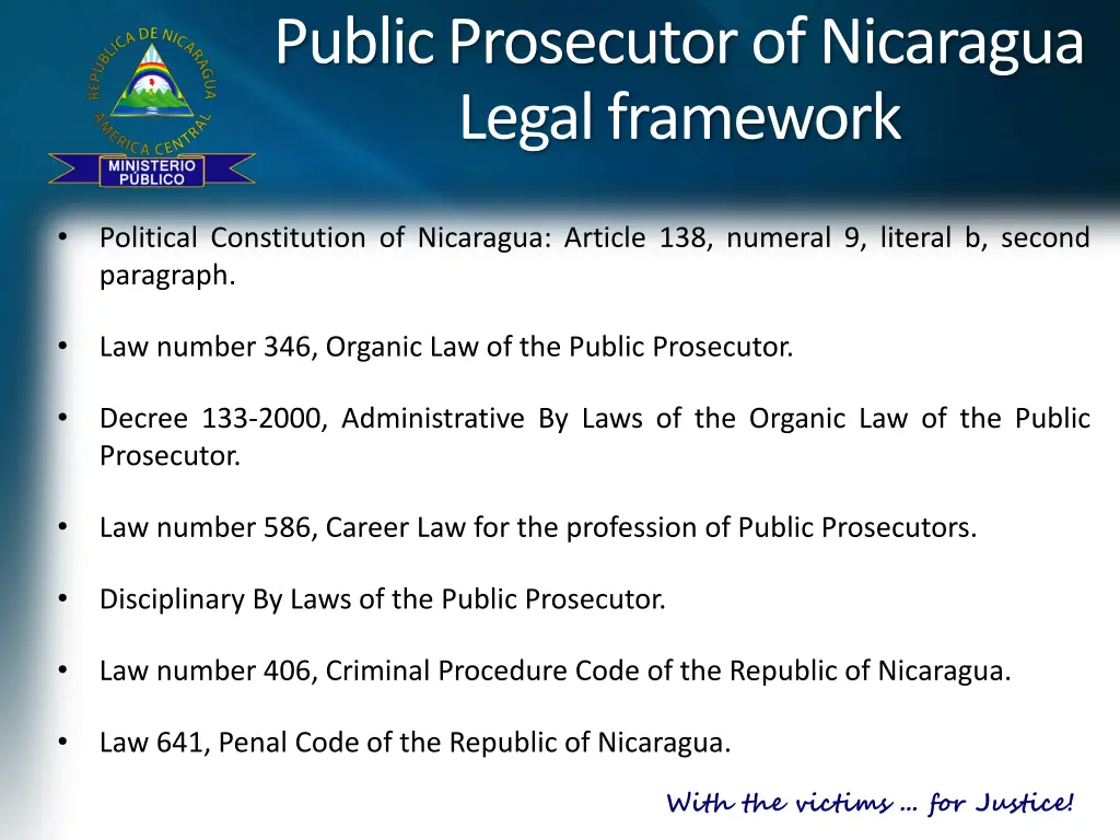 public prosecutor of nicaragua legal framework