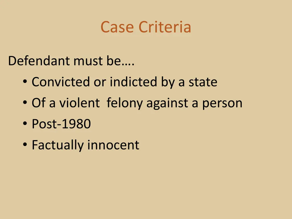 case criteria