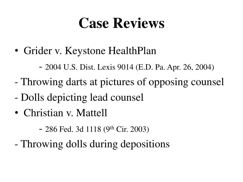 case reviews