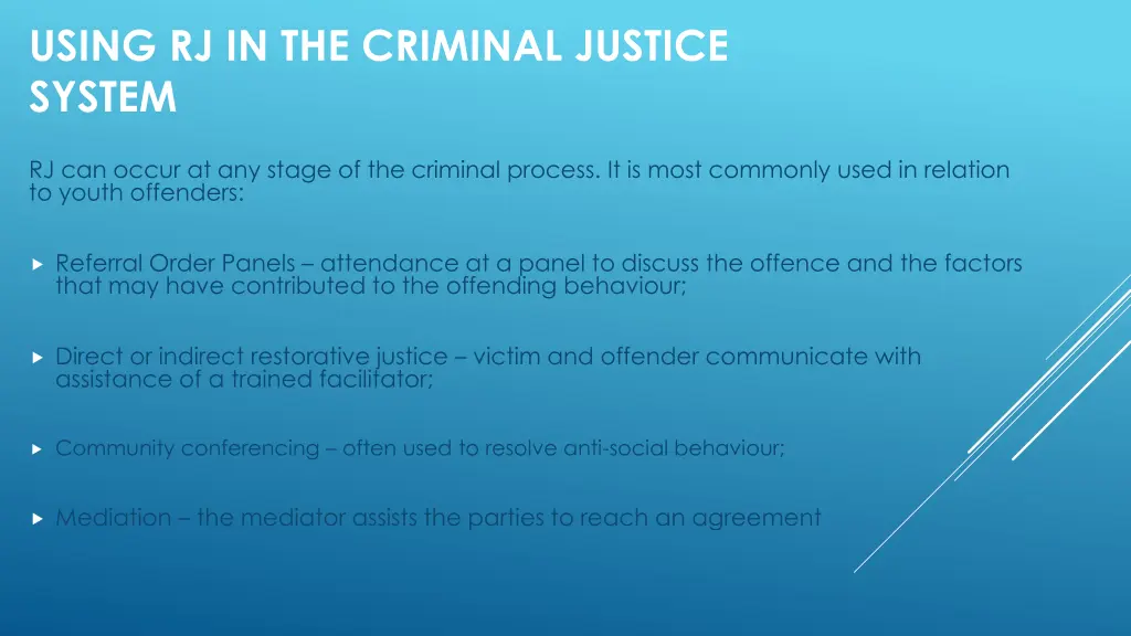 using rj in the criminal justice system