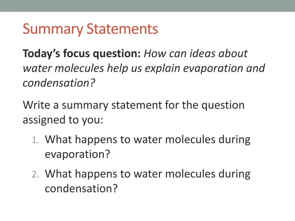 summary statements