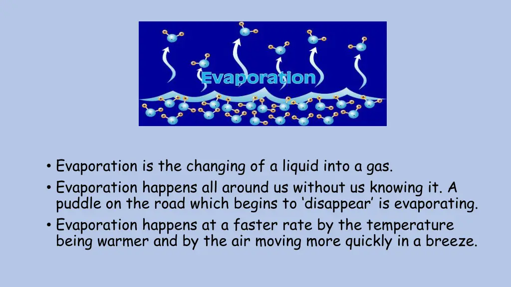 evaporation is the changing of a liquid into