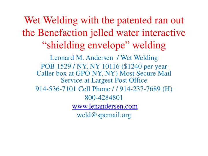 wet welding with the patented