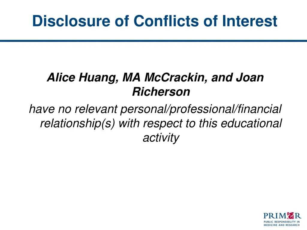 disclosure of conflicts of interest