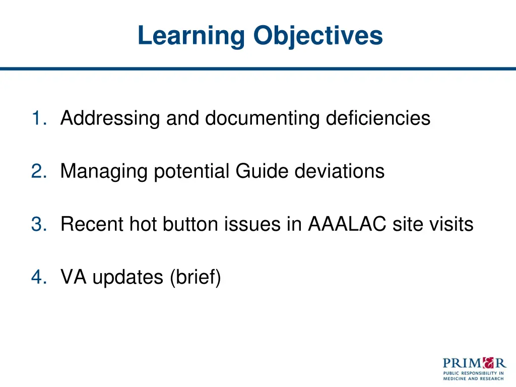 learning objectives