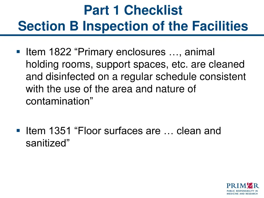 part 1 checklist