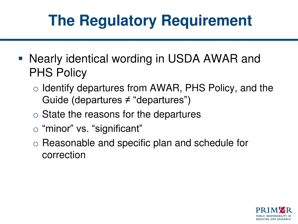 the regulatory requirement