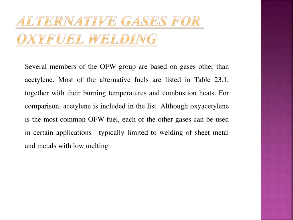 alternative gases for oxyfuel welding