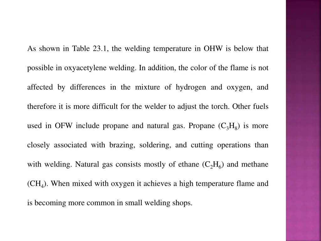 as shown in table 23 1 the welding temperature