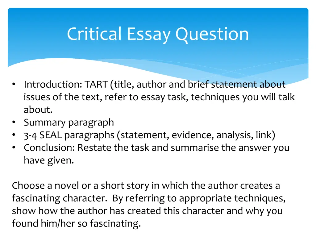 critical essay question