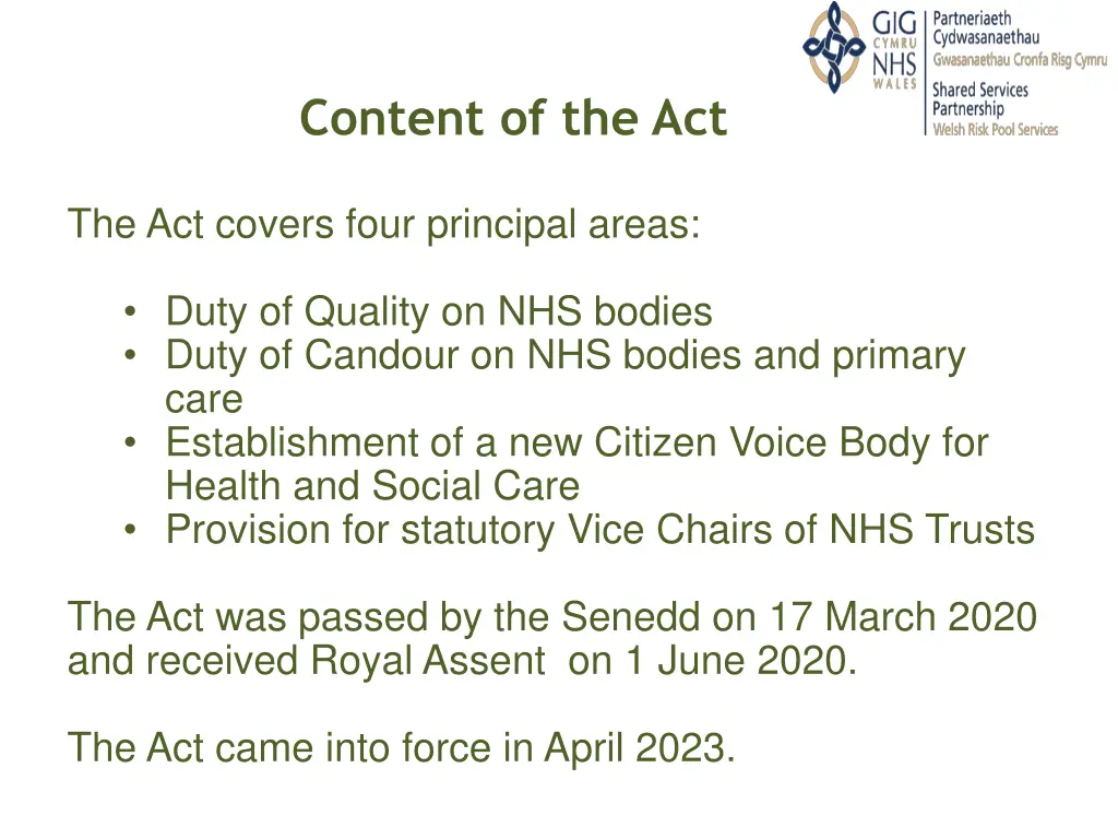 content of the act