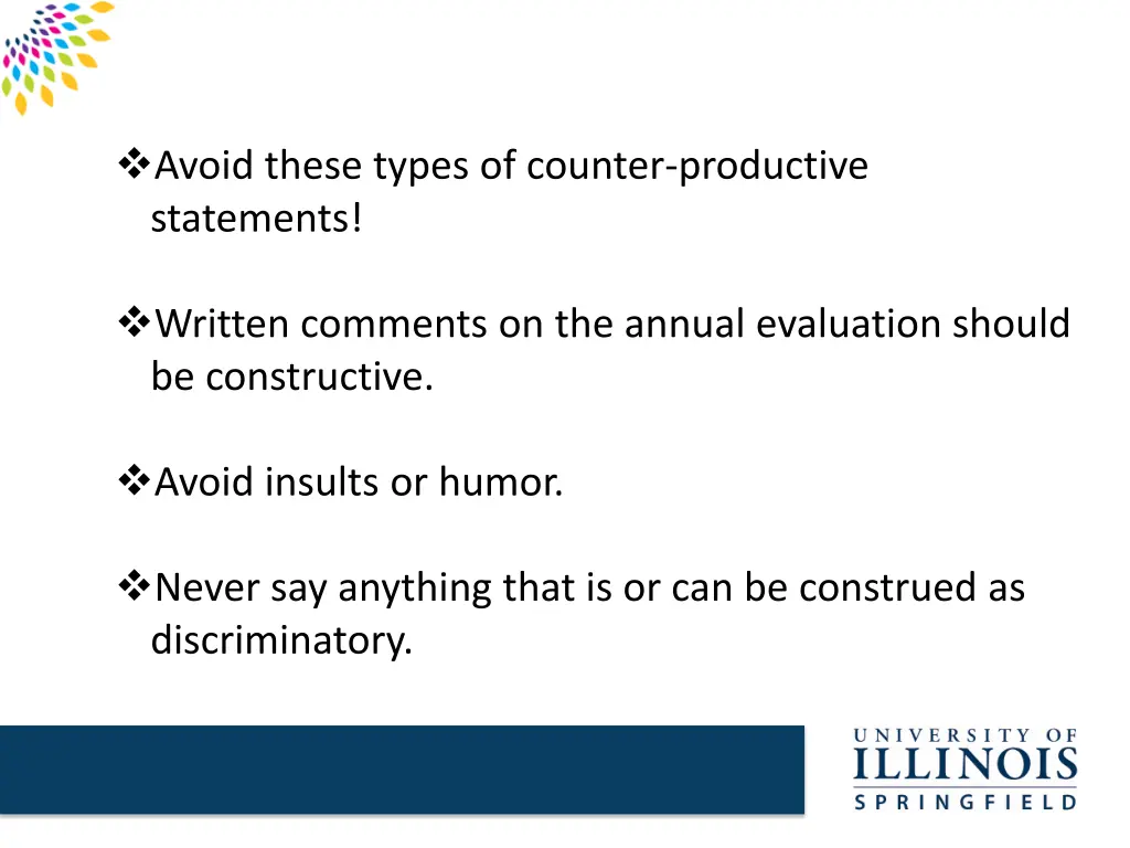 avoid these types of counter productive statements