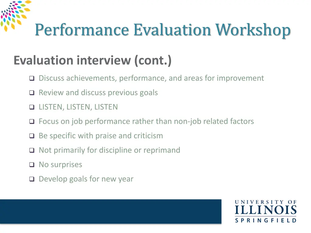 performance evaluation workshop 20