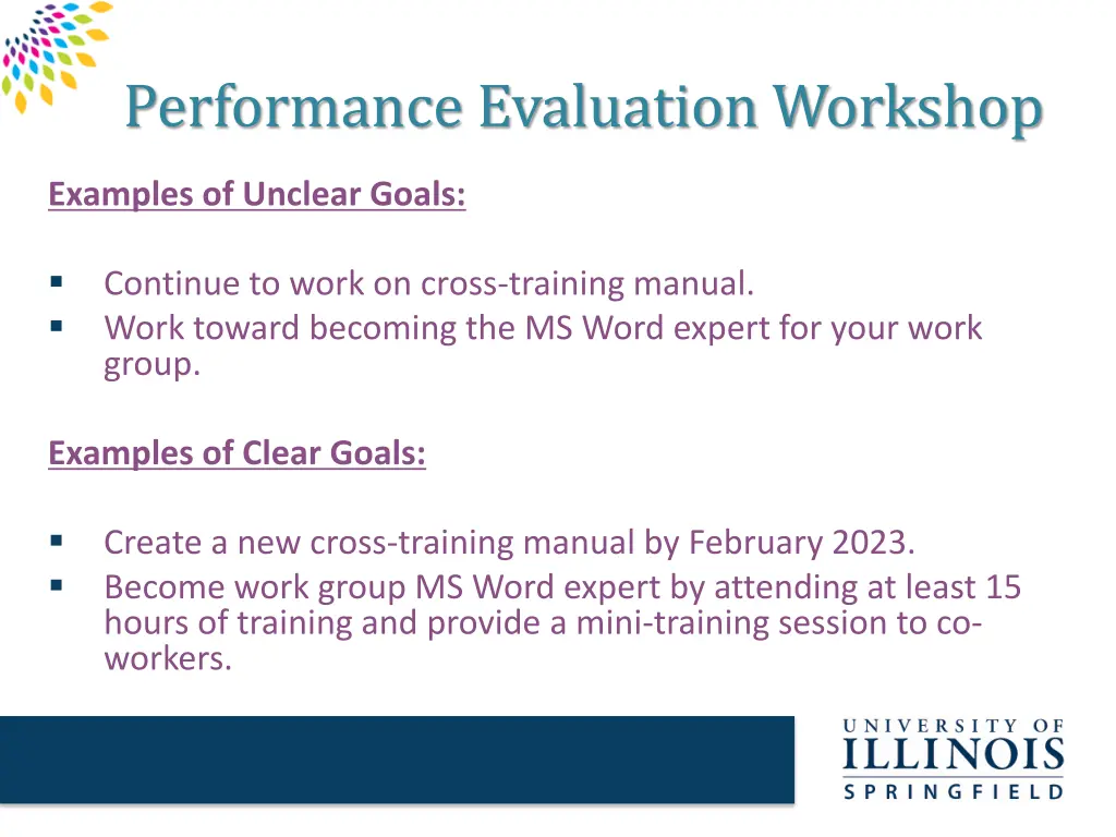 performance evaluation workshop 5