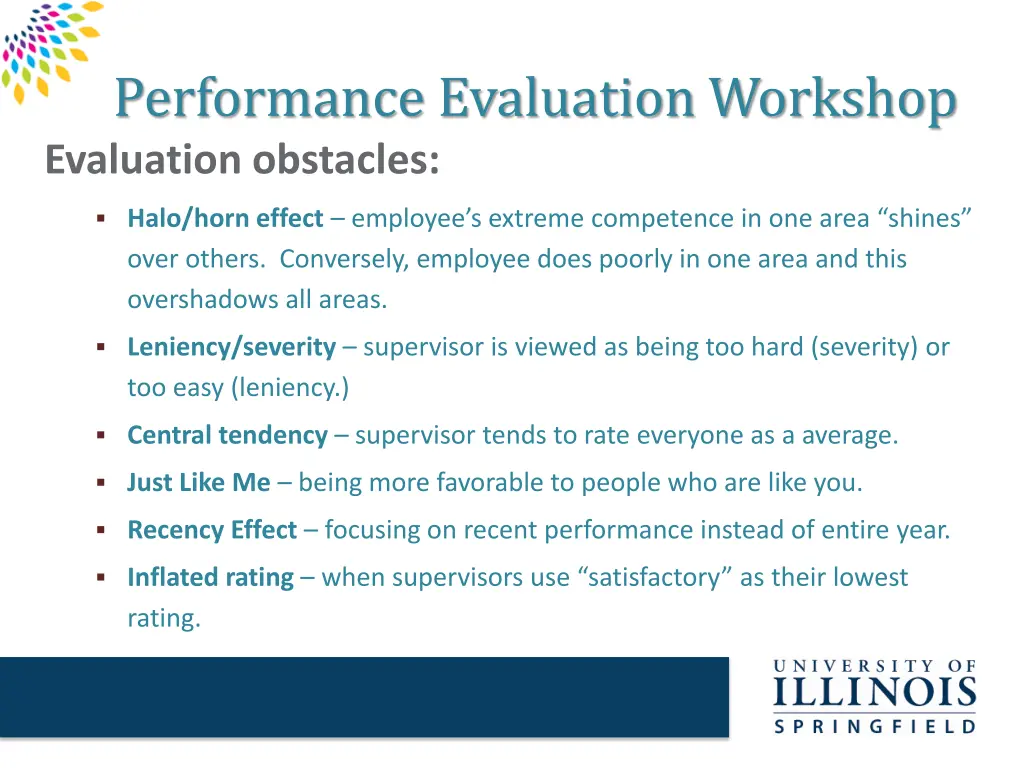 performance evaluation workshop evaluation