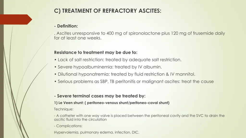 c treatment of refractory ascites