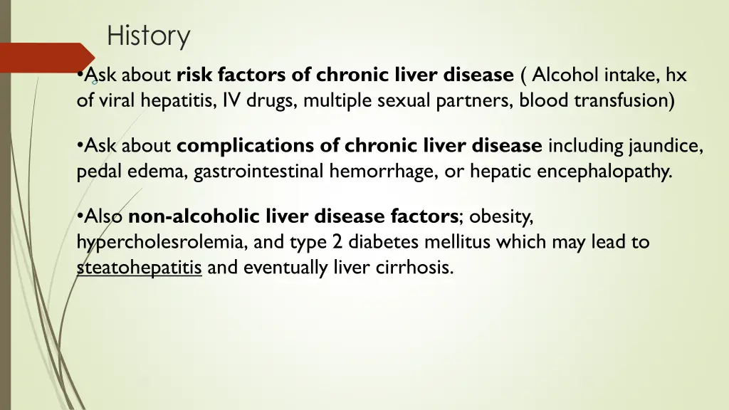 history ask about risk factors of chronic liver