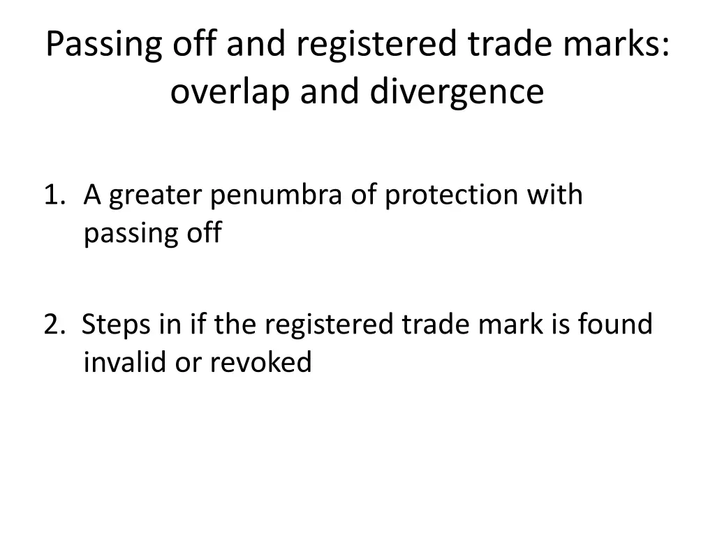 passing off and registered trade marks overlap