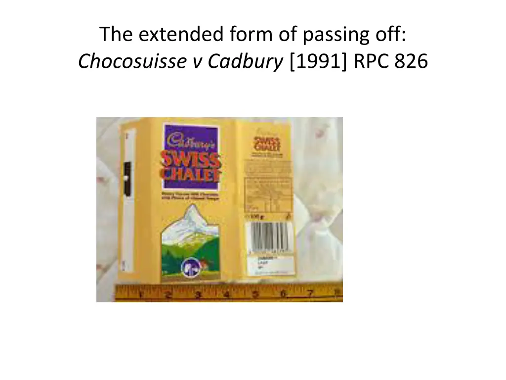 the extended form of passing off chocosuisse