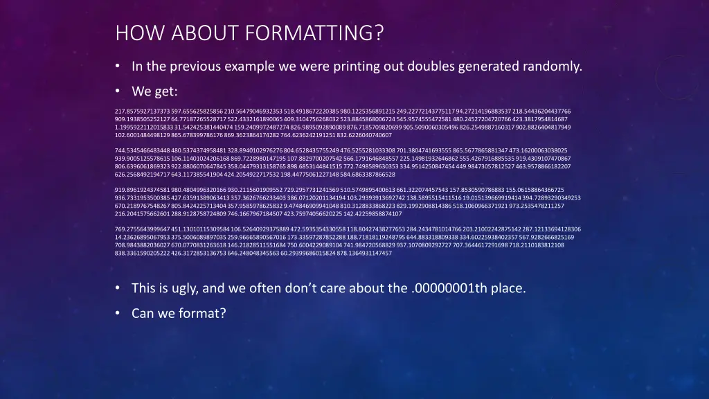 how about formatting