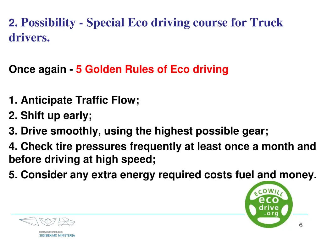 2 possibility special eco driving course