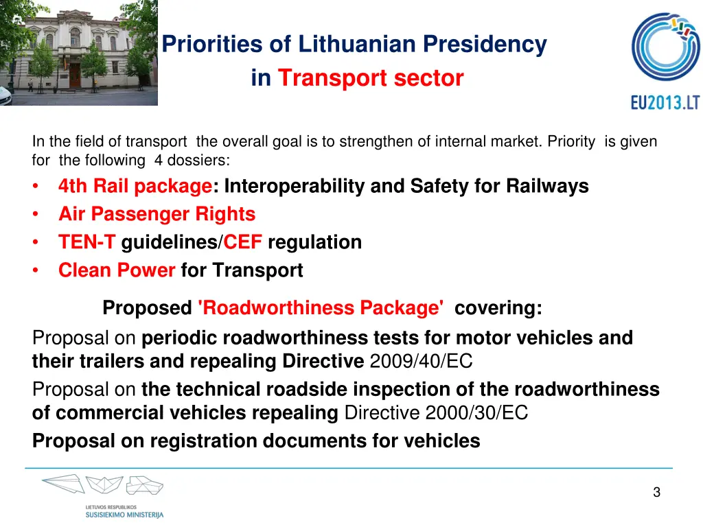 priorities of lithuanian presidency in transport