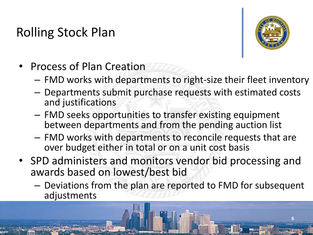 rolling stock plan