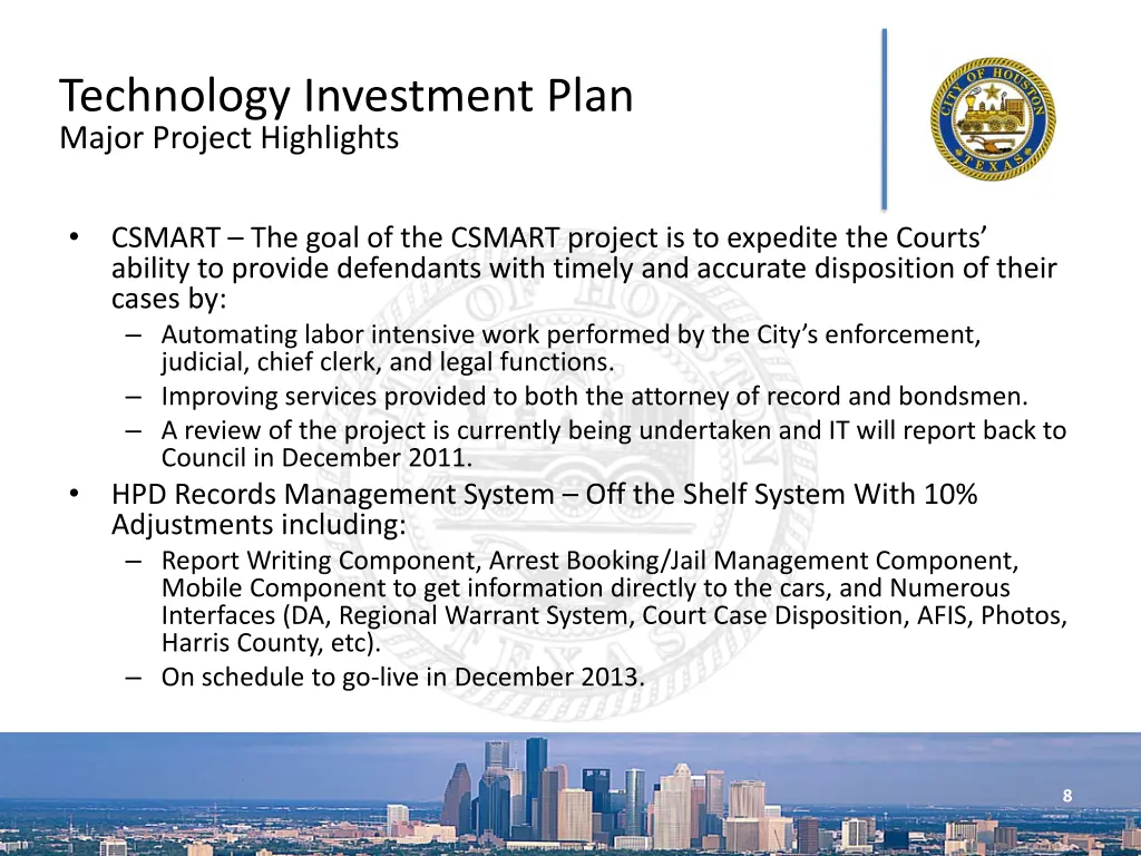 technology investment plan major project