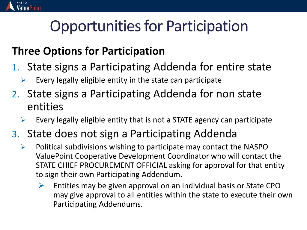 opportunities for participation