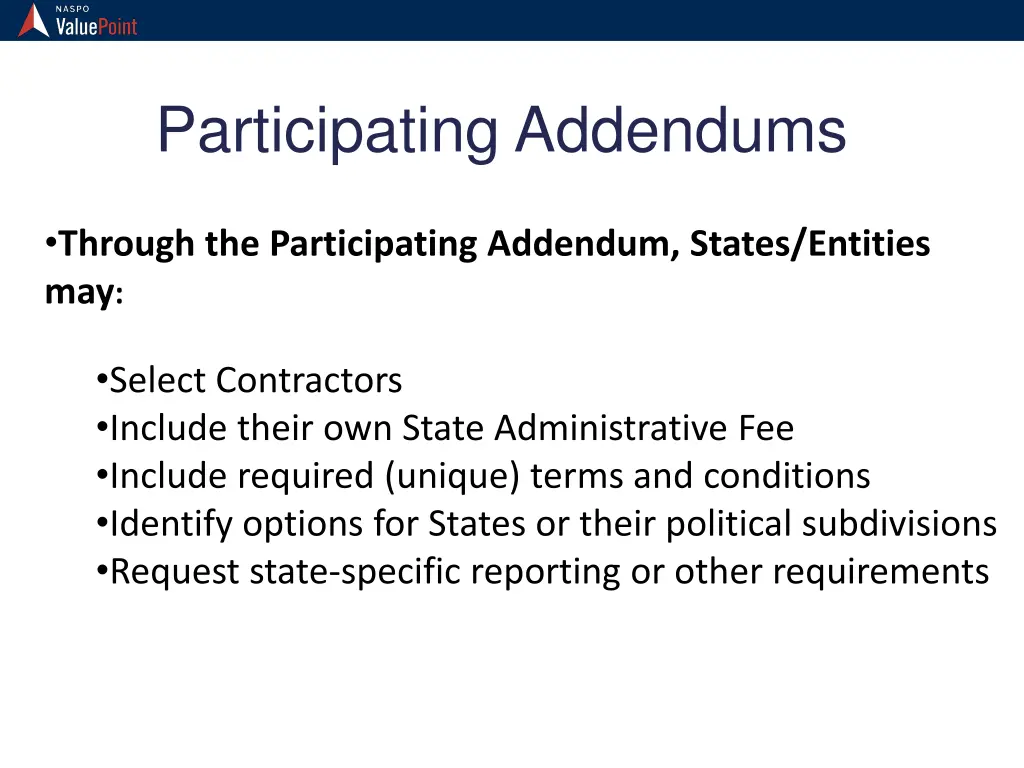 participating addendums