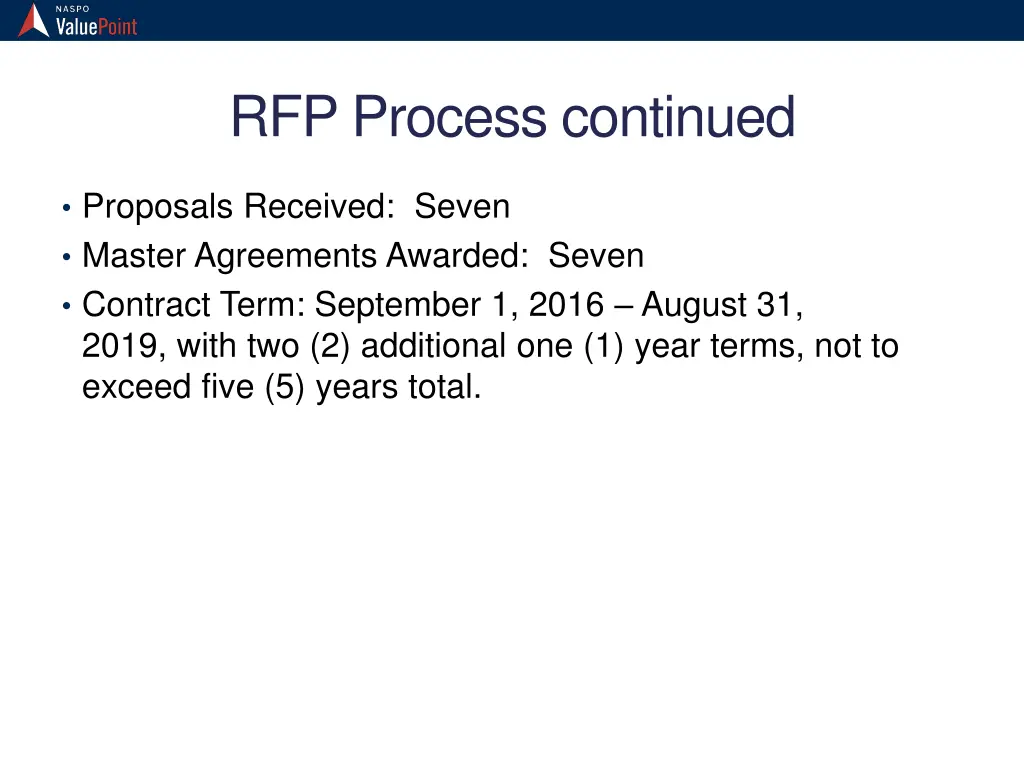 rfp process continued