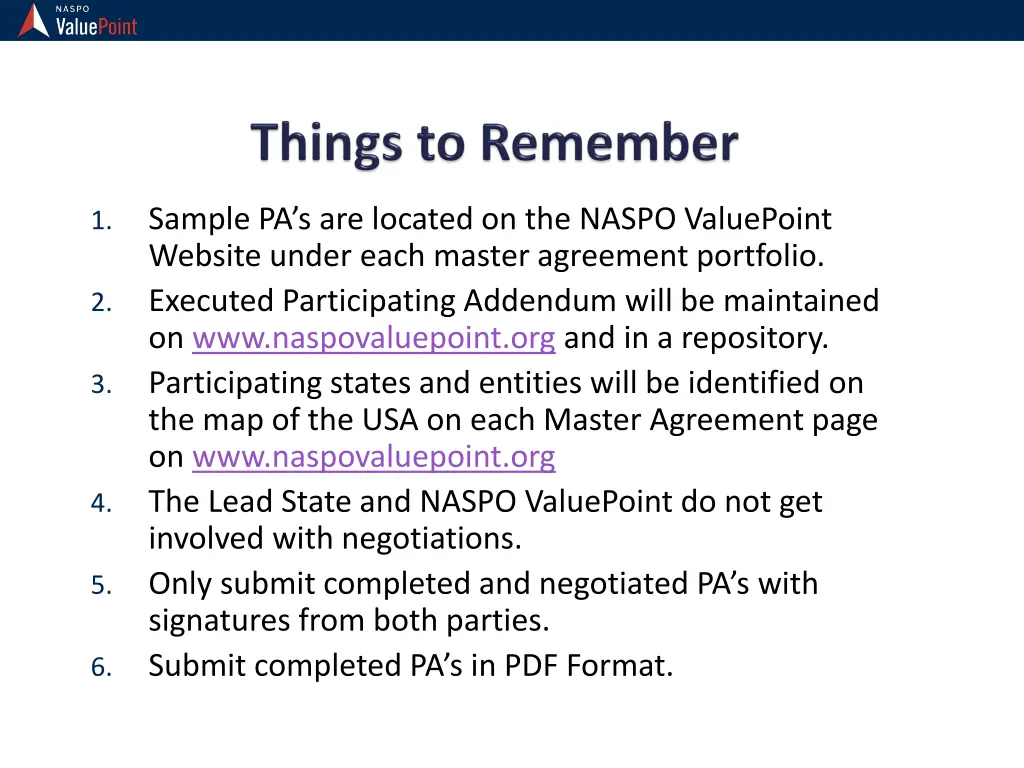 sample pa s are located on the naspo valuepoint