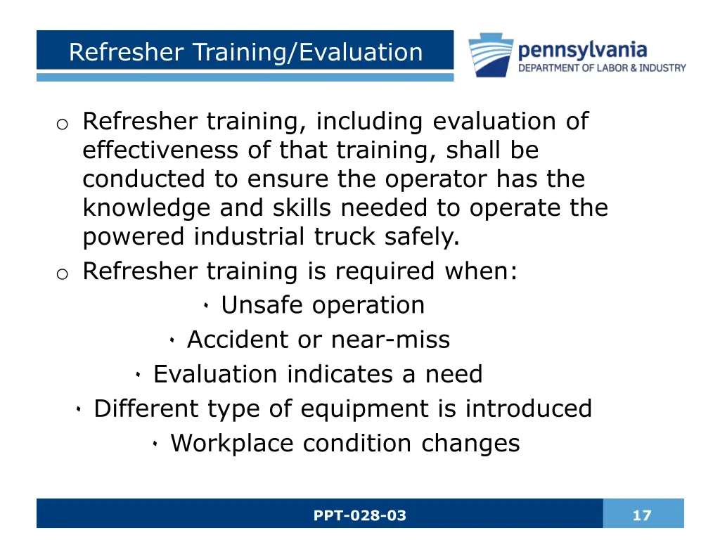 refresher training evaluation