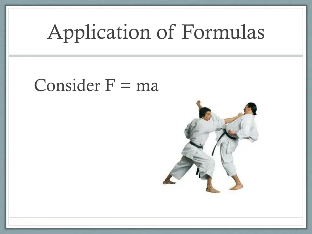 application of formulas