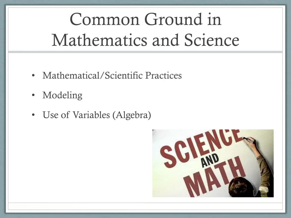 common ground in mathematics and science