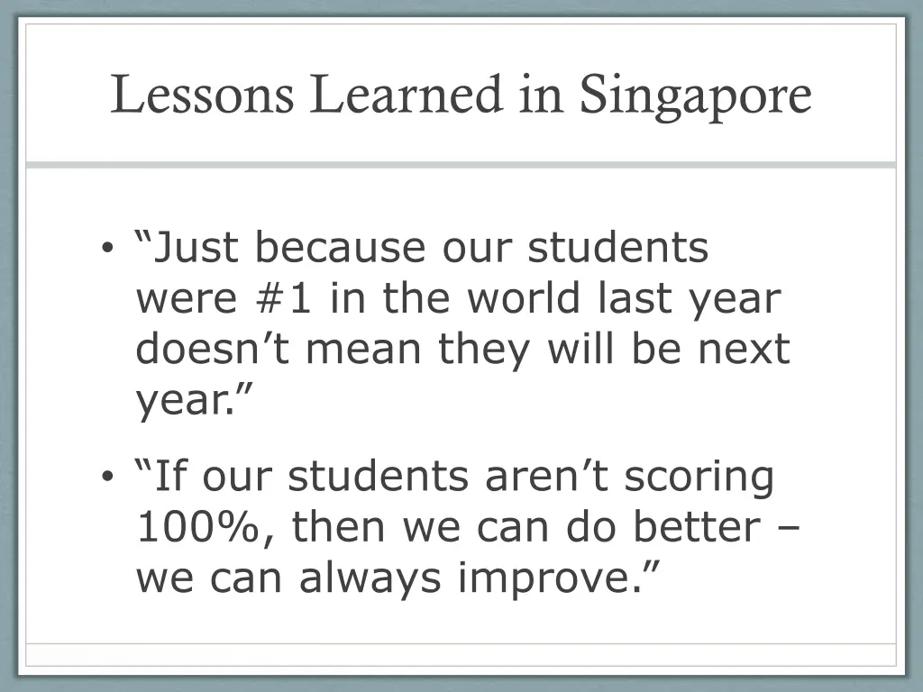 lessons learned in singapore