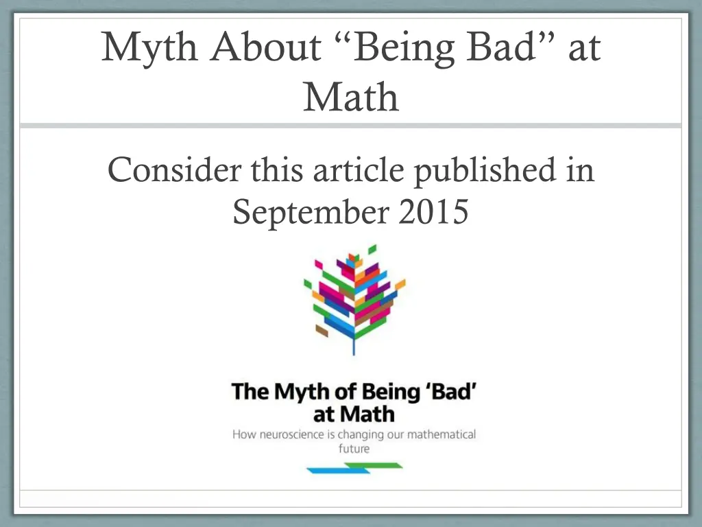 myth about being bad at math