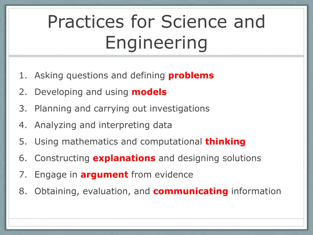 practices for science and engineering 1