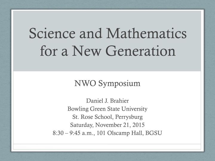 science and mathematics for a new generation