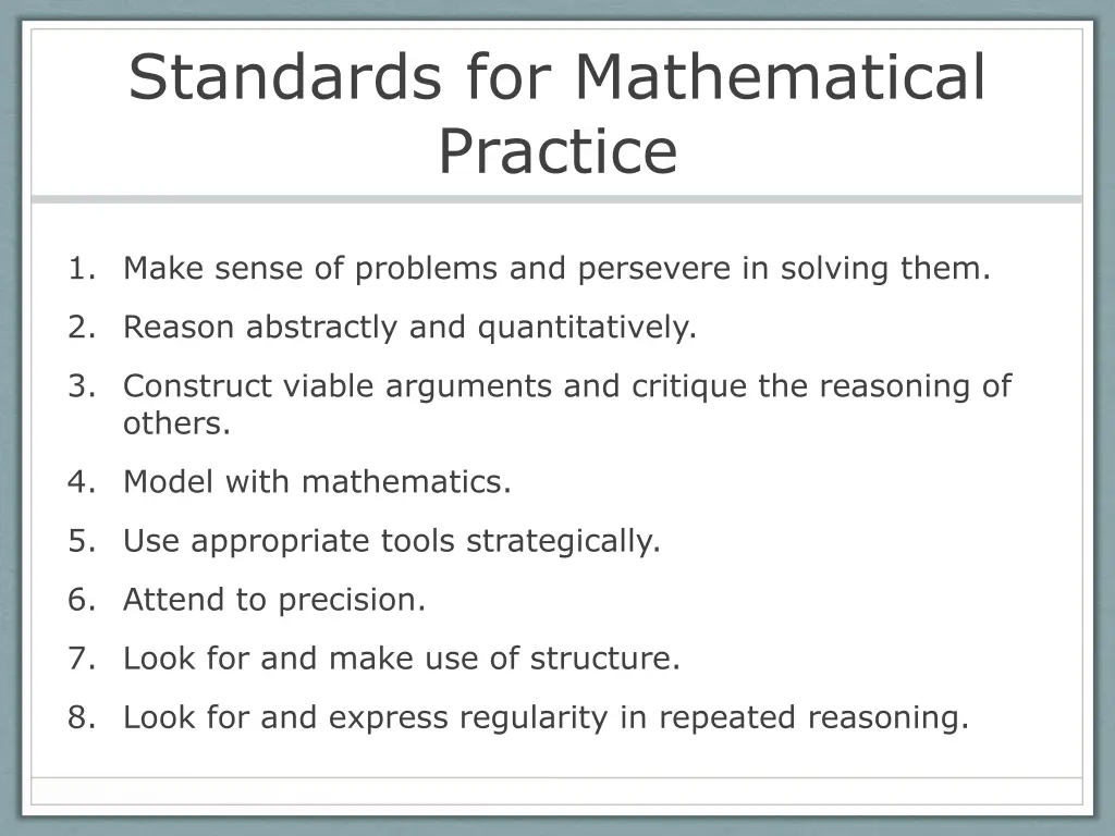 standards for mathematical practice