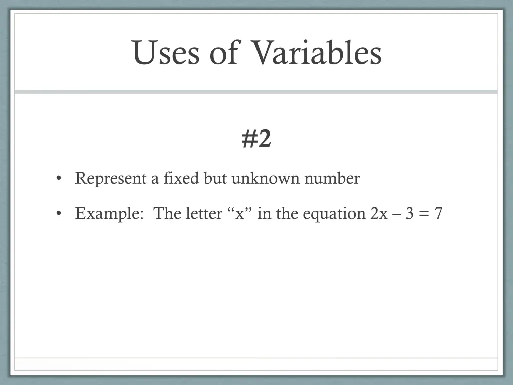 uses of variables 1